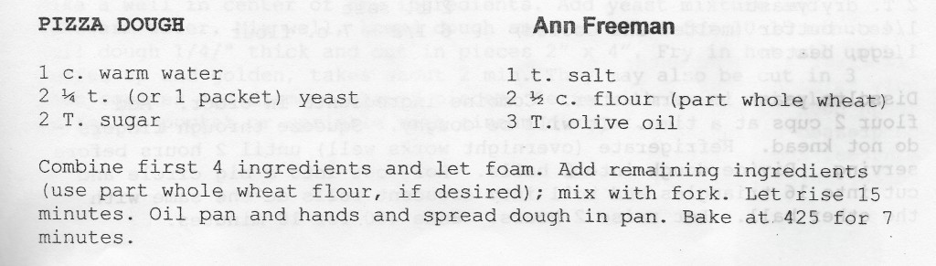 homemade pizza dough recipe by Ann Freeman